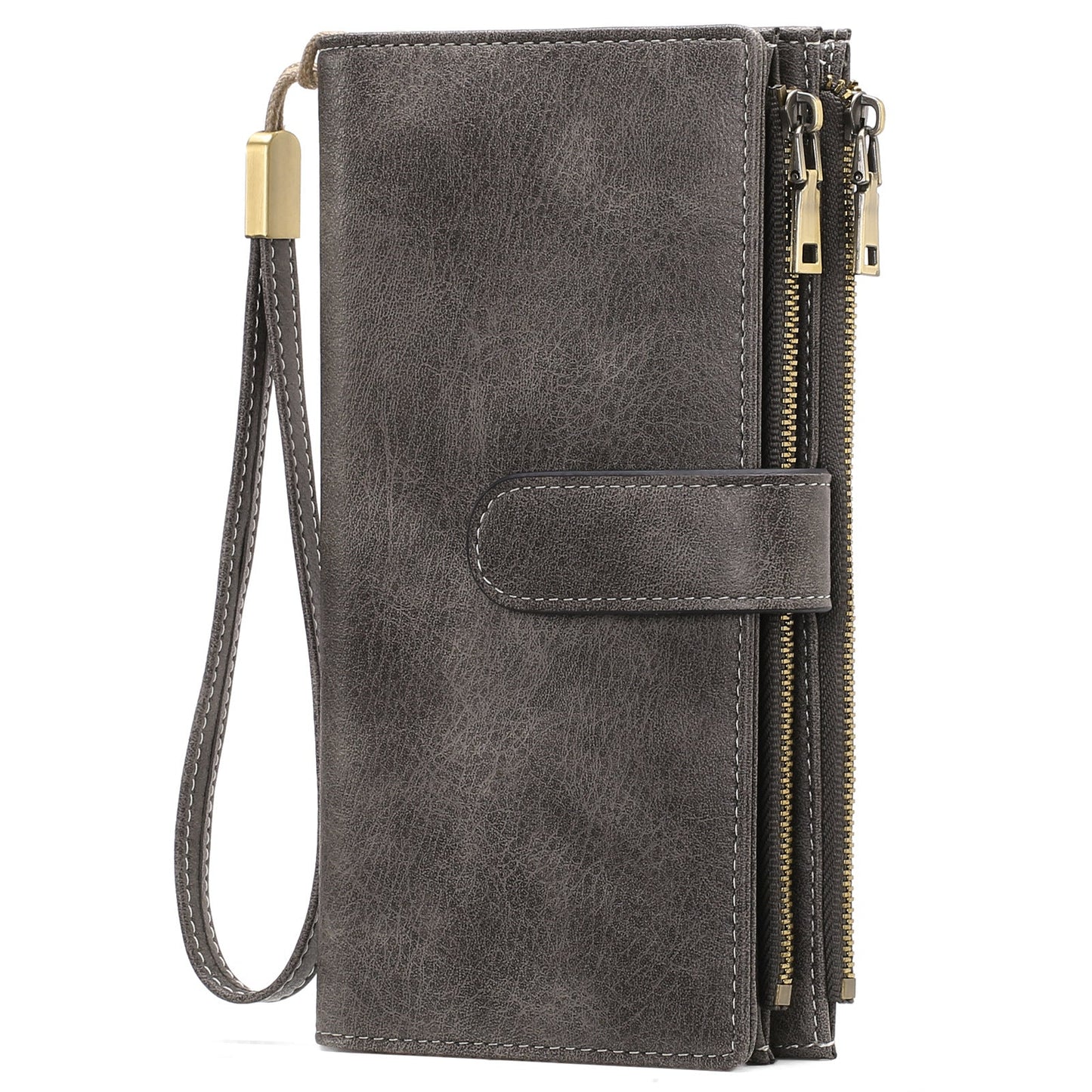 RFID Blocking Vintage Tri-fold Wallet - Multi-functional Oil Wax Leather Purse