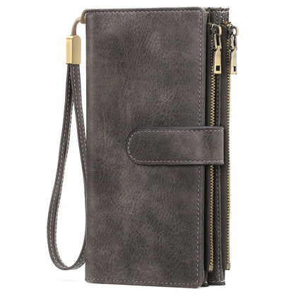 RFID Blocking Vintage Tri-fold Wallet - Multi-functional Oil Wax Leather Purse