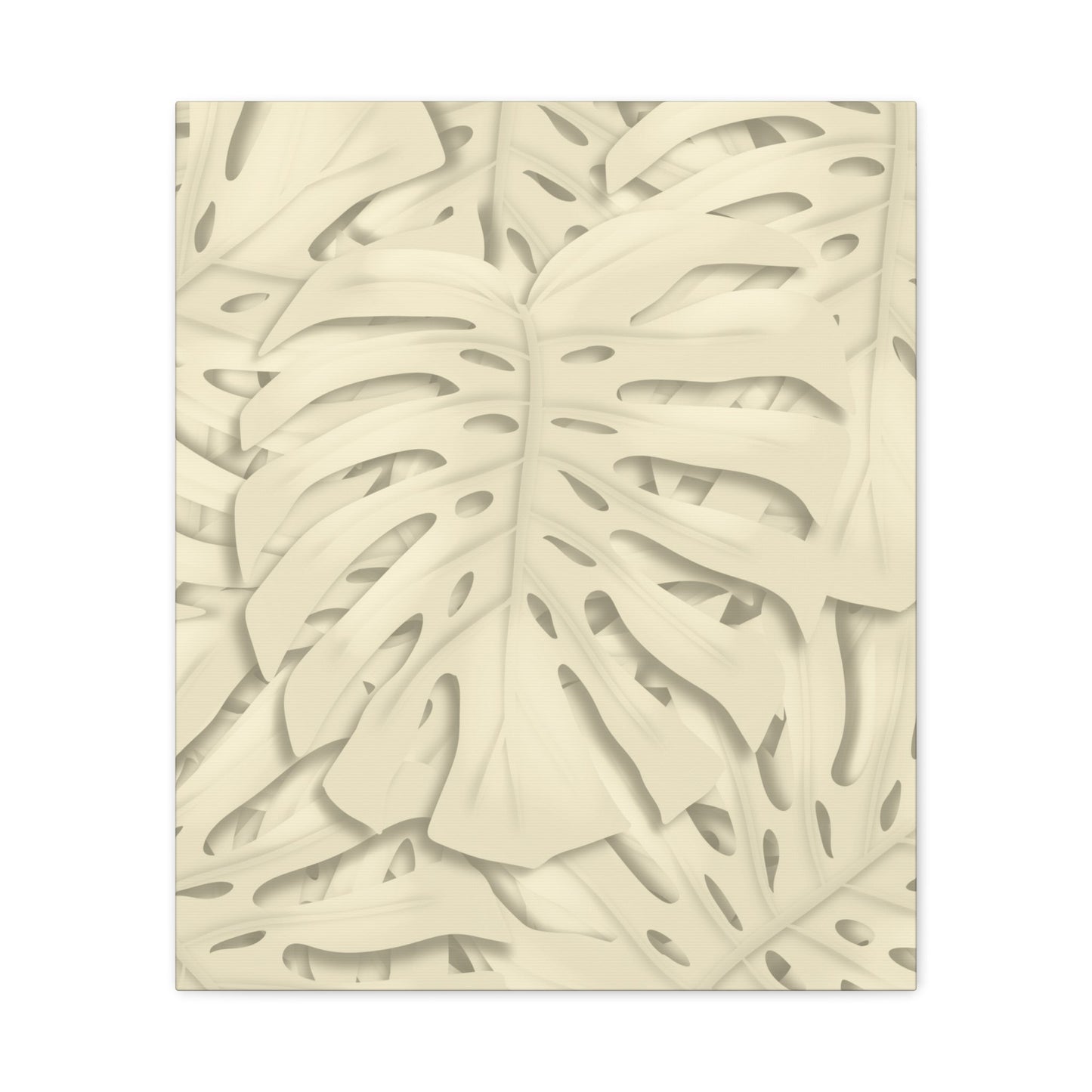 Beige Monstera Canvas Print – Botanical Wall Art