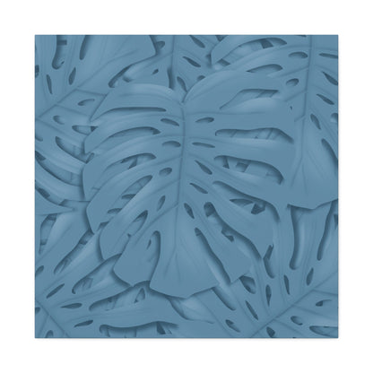 Cerulean Blue Monstera Canvas Print – Botanical Wall Art