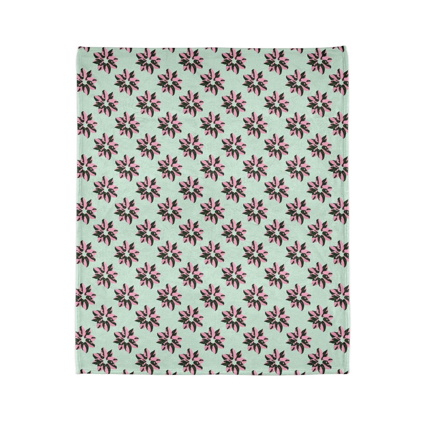 Pink Princess Philodendron Pattern Cozy Fleece Throw Blanket