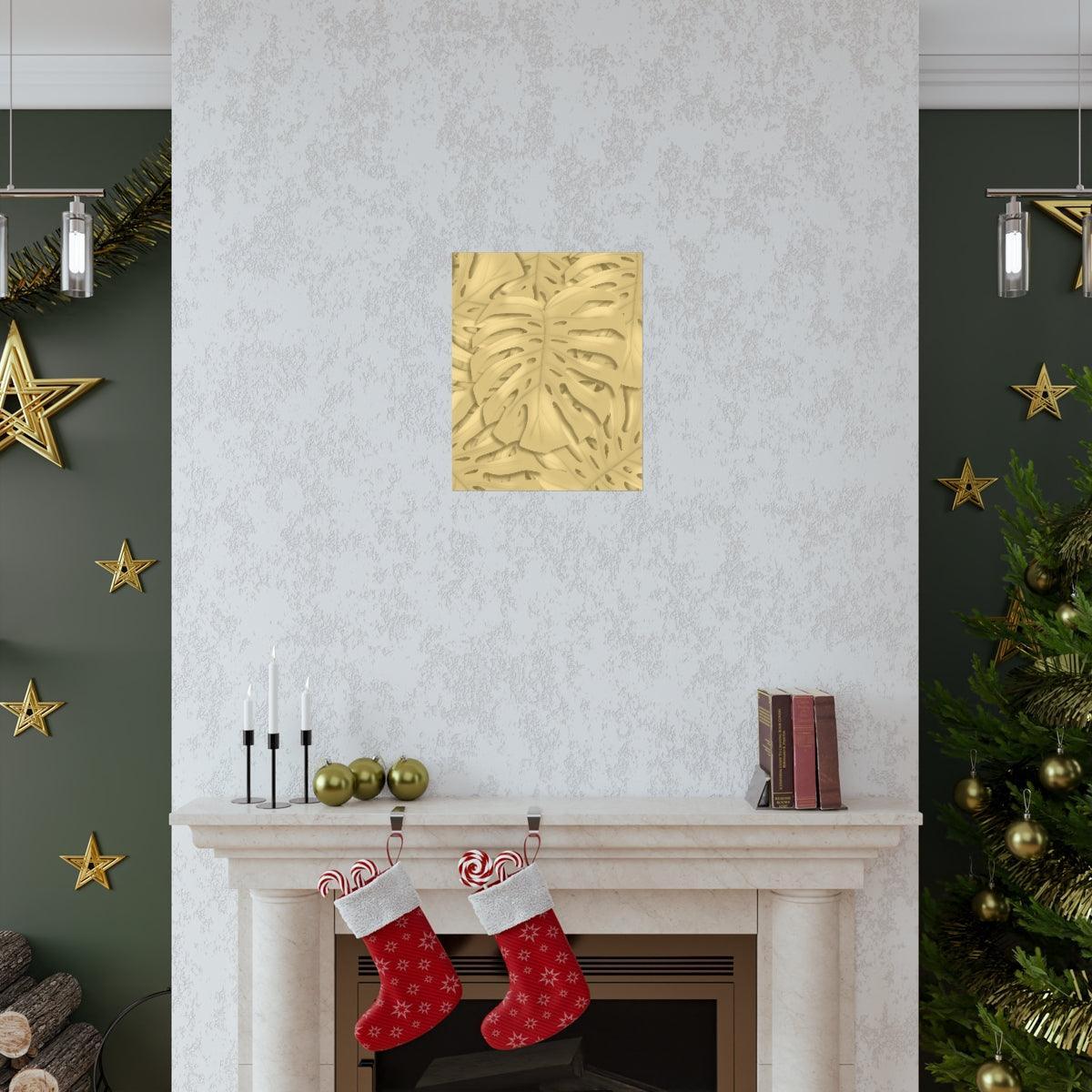 Golden Monstera Botanical Print – Unframed Wall Art