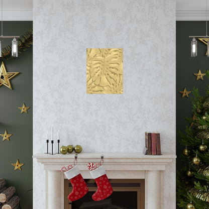 Golden Monstera Botanical Print – Unframed Wall Art
