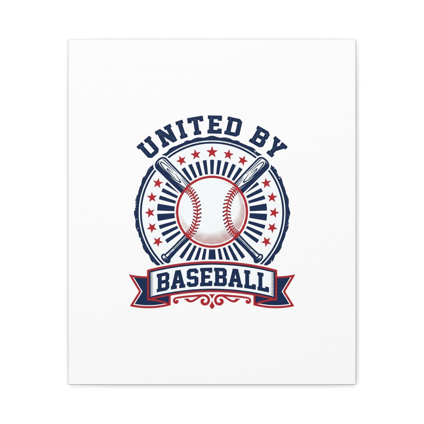 United by Baseball Canvas | Patriotic Baseball Graphic, Red White Blue Wall Art