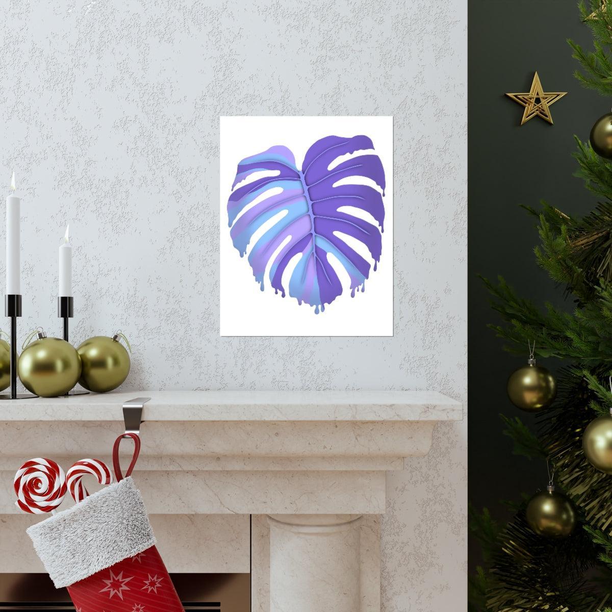 Purple Melting Monstera Botanical Print – Unframed Wall Art