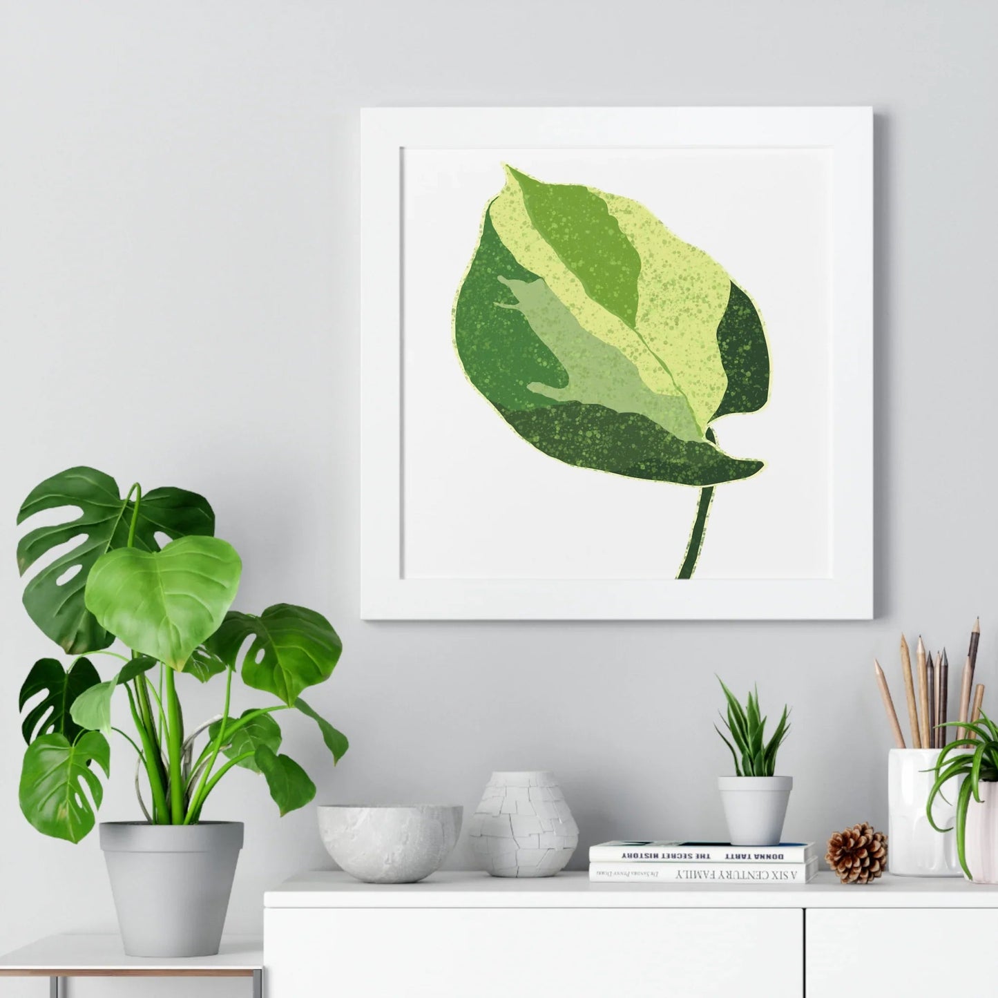 Manjula Pothos Illustrated Framed Print – Botanical Wall Art