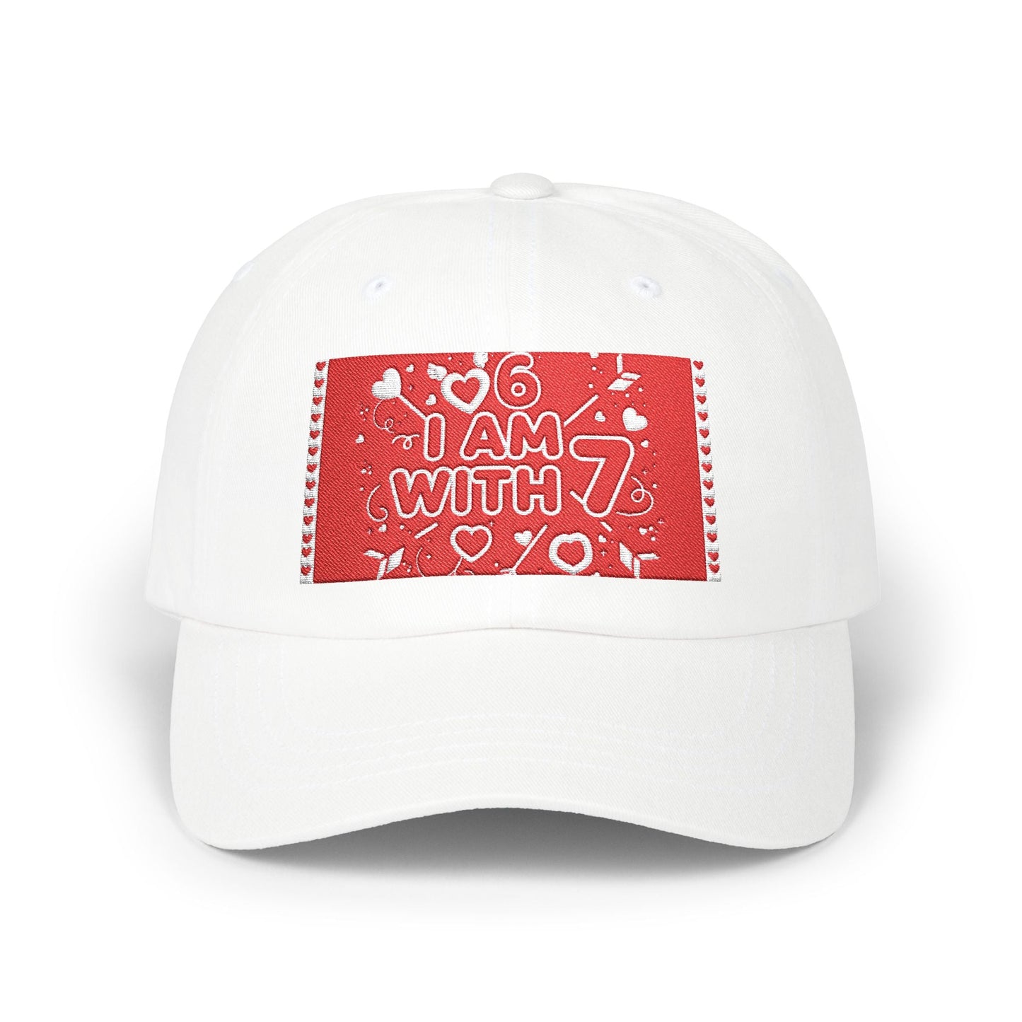 Dad Cap — Red Sequin Patch 6 7 MEME Embroidered Baseball Hat
