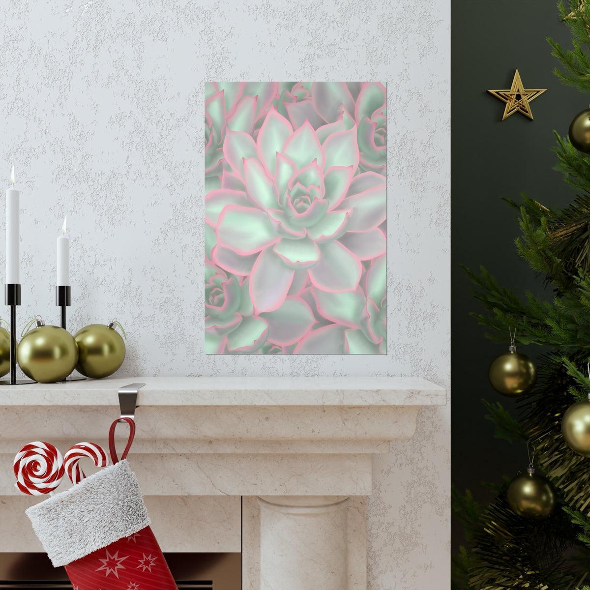 Echeveria Violet Queen Succulent Pattern Botanical Print – Unframed Wall Art