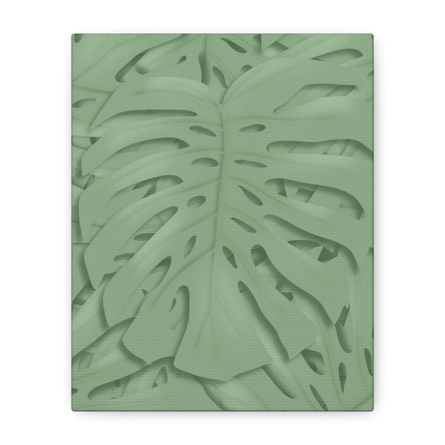 Sage Green Monstera Canvas Print – Botanical Wall Art