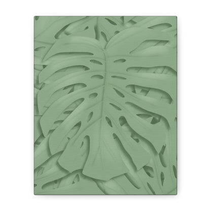 Sage Green Monstera Canvas Print – Botanical Wall Art