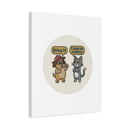 Funny Cat vs Dog Canvas | Pet Rivalry Wall Art