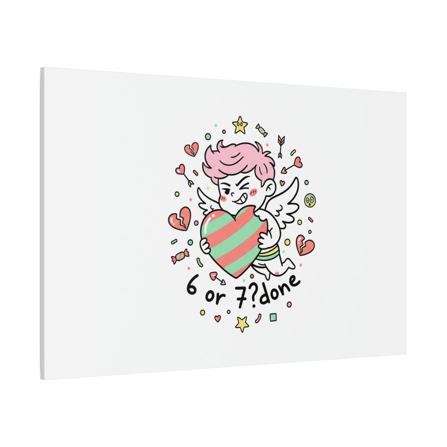 Weird Cupid heart illustration Canvas | Weird Valentine, quirky chaotic love