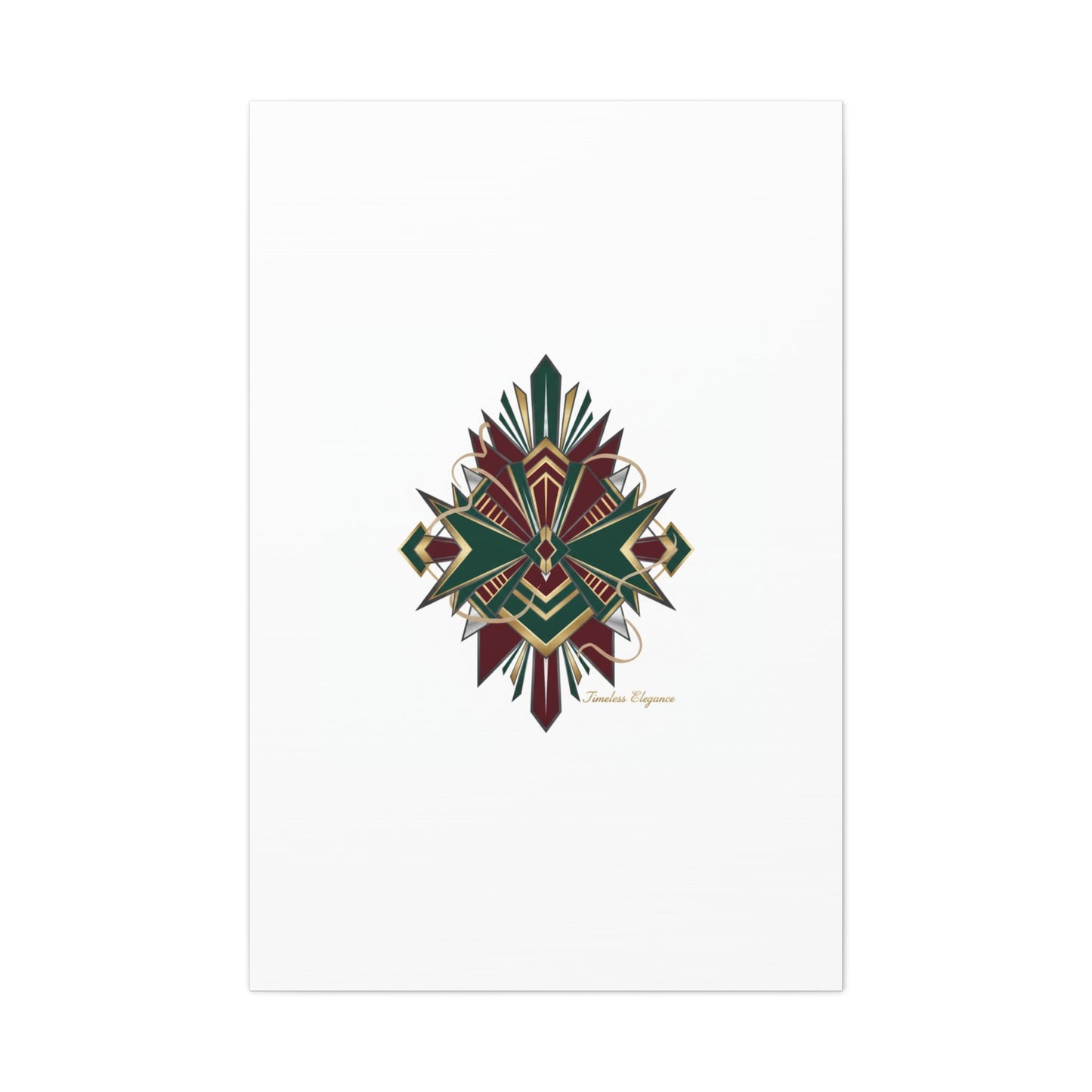 Art Deco geometric brass print Canvas | Neo-Deco chrome & gold fan motif