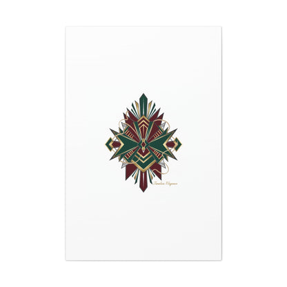 Art Deco geometric brass print Canvas | Neo-Deco chrome & gold fan motif