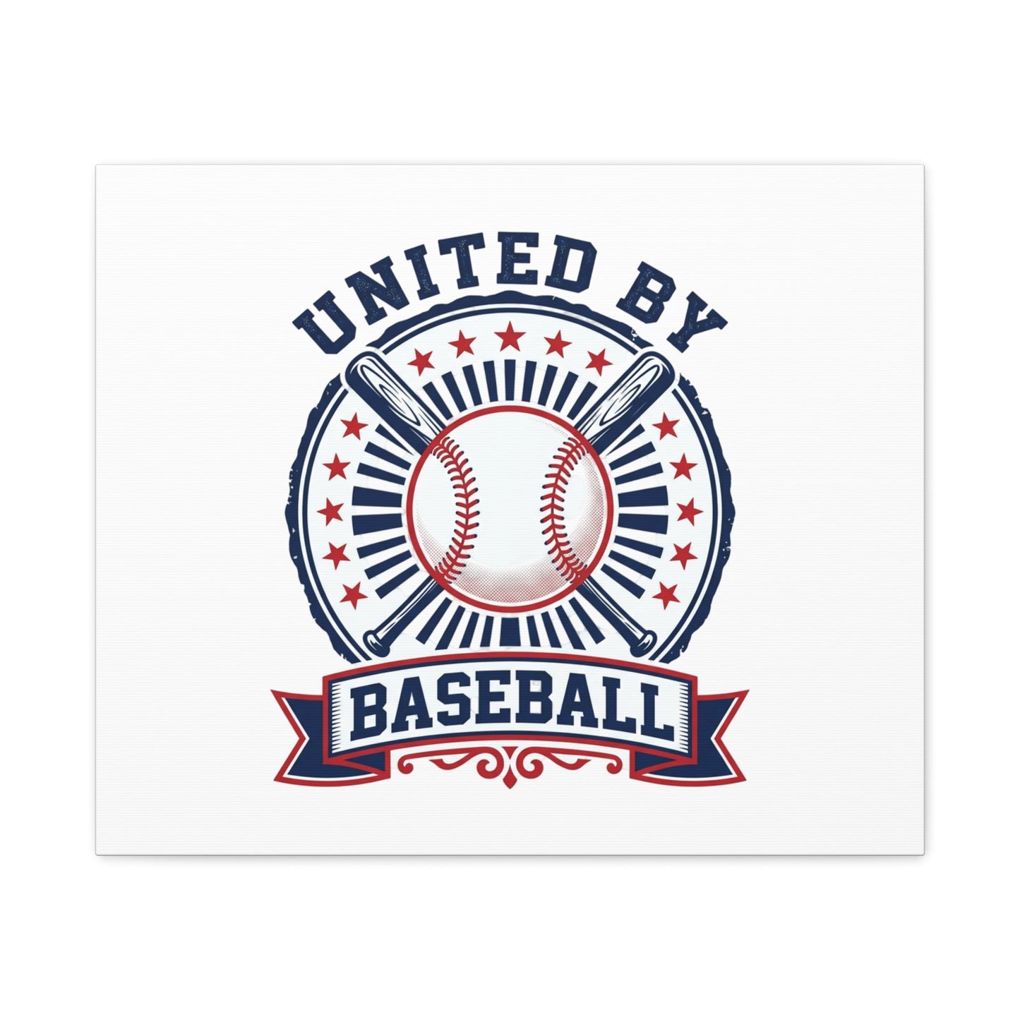 United by Baseball Canvas | Patriotic Baseball Graphic, Red White Blue Wall Art
