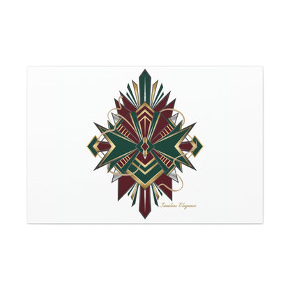 Art Deco geometric brass print Canvas | Neo-Deco chrome & gold fan motif