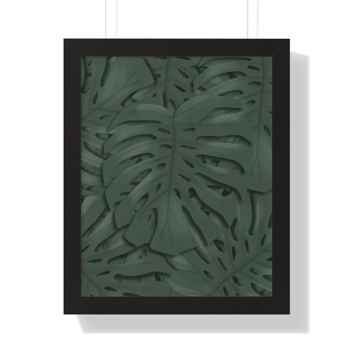 Deep Green Monstera Framed Print – Botanical Wall Art