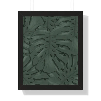 Deep Green Monstera Framed Print – Botanical Wall Art