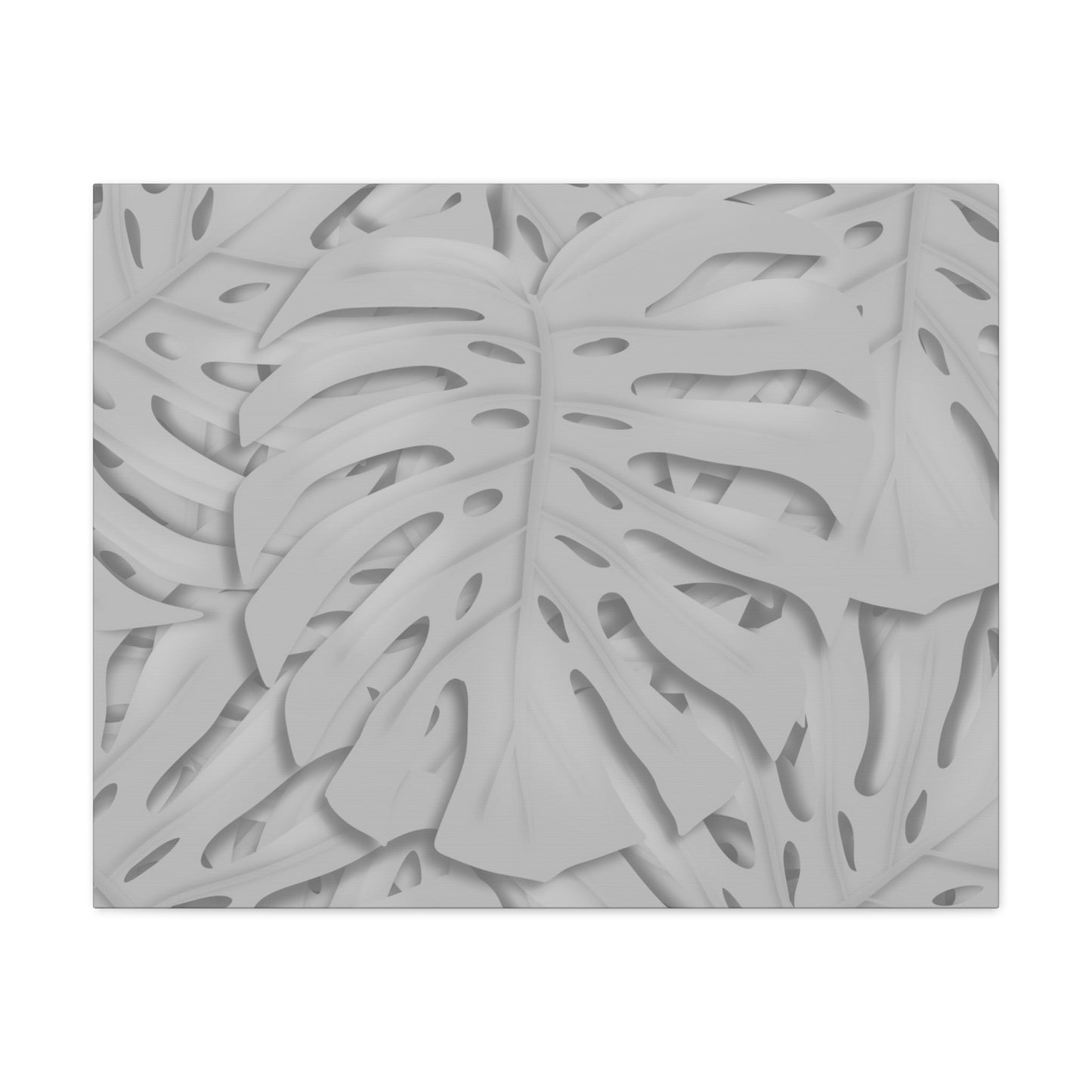 Soft Grey Monstera Canvas Print – Botanical Wall Art