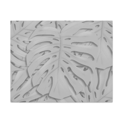 Soft Grey Monstera Canvas Print – Botanical Wall Art