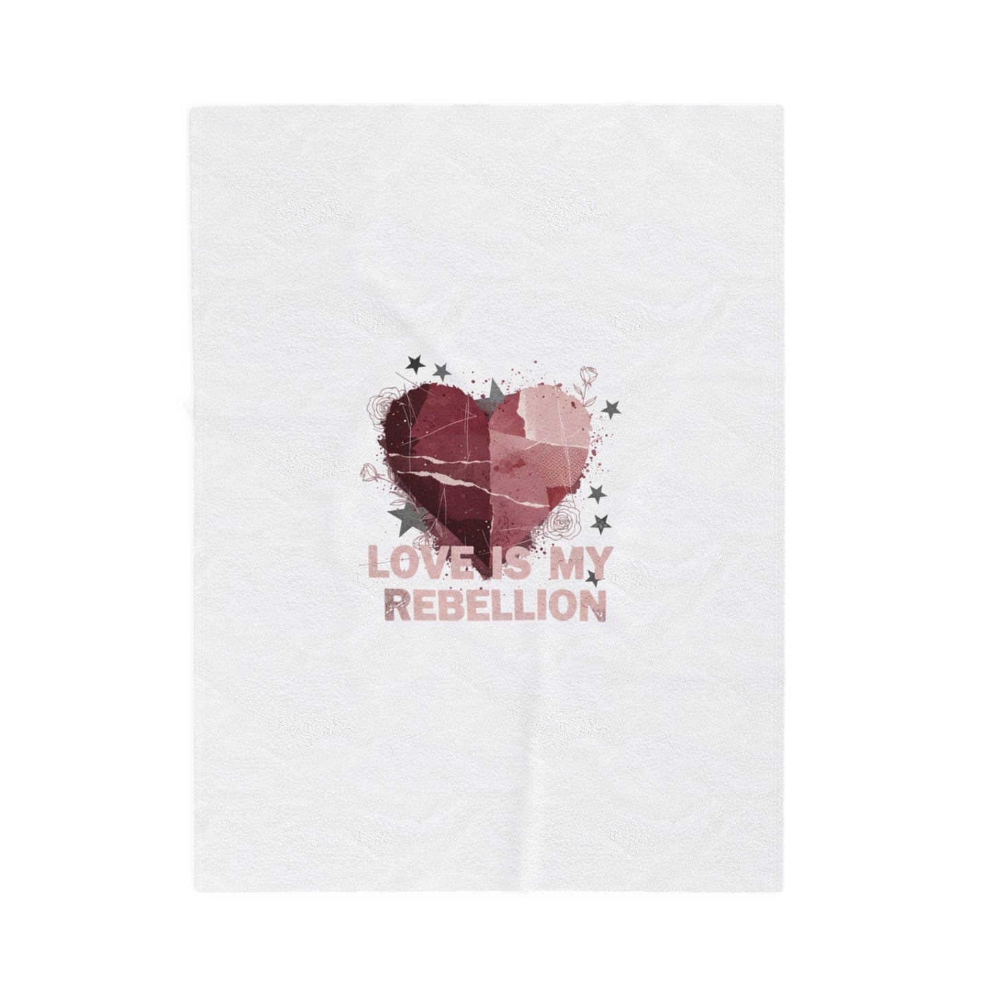 Love Is My Rebellion Velveteen Blanket | Soft Grunge Hearts, Distressed Heart Design