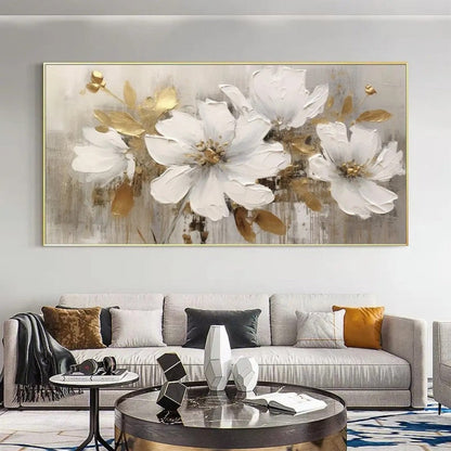 Abstract Flower Oil Painting On Canvas Large Wall Art Minimalist Floral Art Handmade Painting White Modern Home Decor For Living Room
