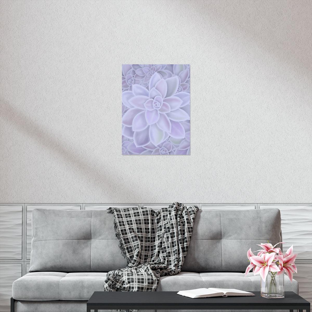 Graptopetalum Murasaki Succulent Pattern Botanical Print – Unframed Wall Art