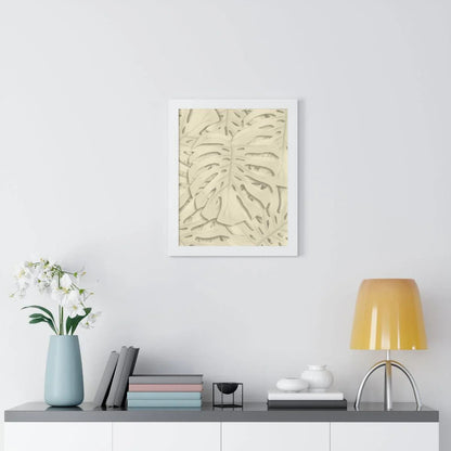 Beige Monstera Framed Print – Botanical Wall Art
