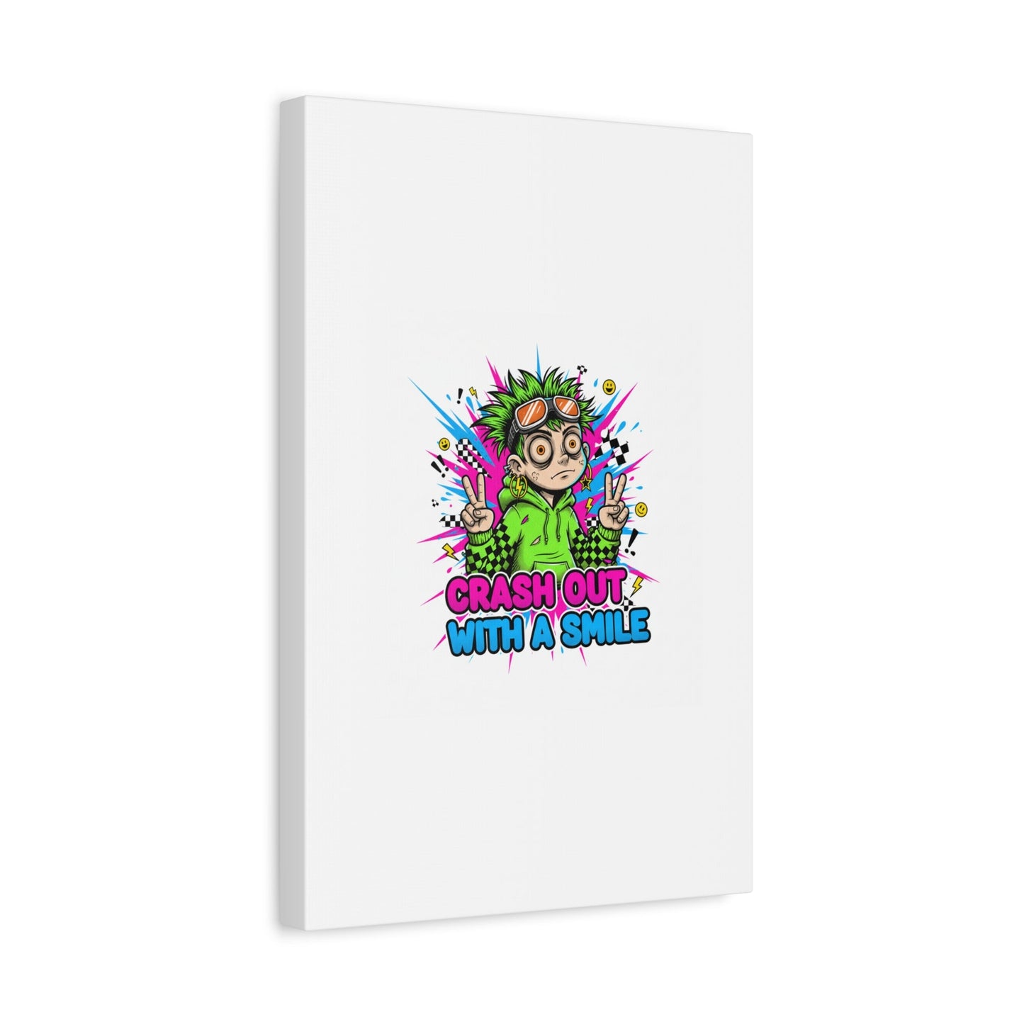 Crash Out With a Smile Canvas Print | Neon Skate Graffiti, Meme Meltdown Art