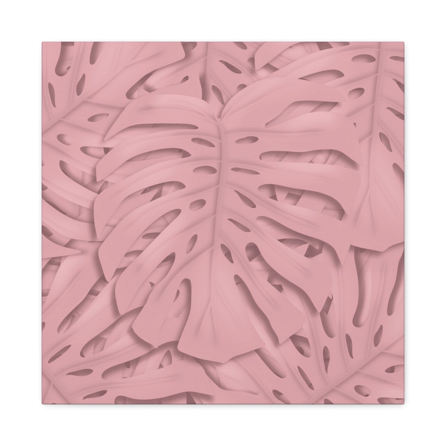 Soft Pink Monstera Canvas Print – Botanical Wall Art