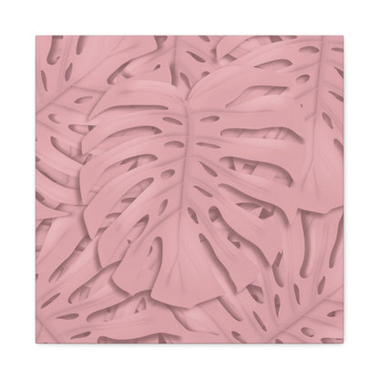 Soft Pink Monstera Canvas Print – Botanical Wall Art