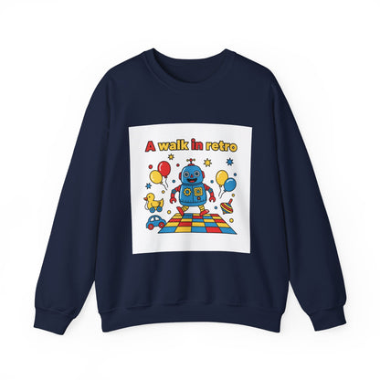 Retro Toy Robot Crewneck Sweatshirt | Throwback Kid, Primary Color Retro