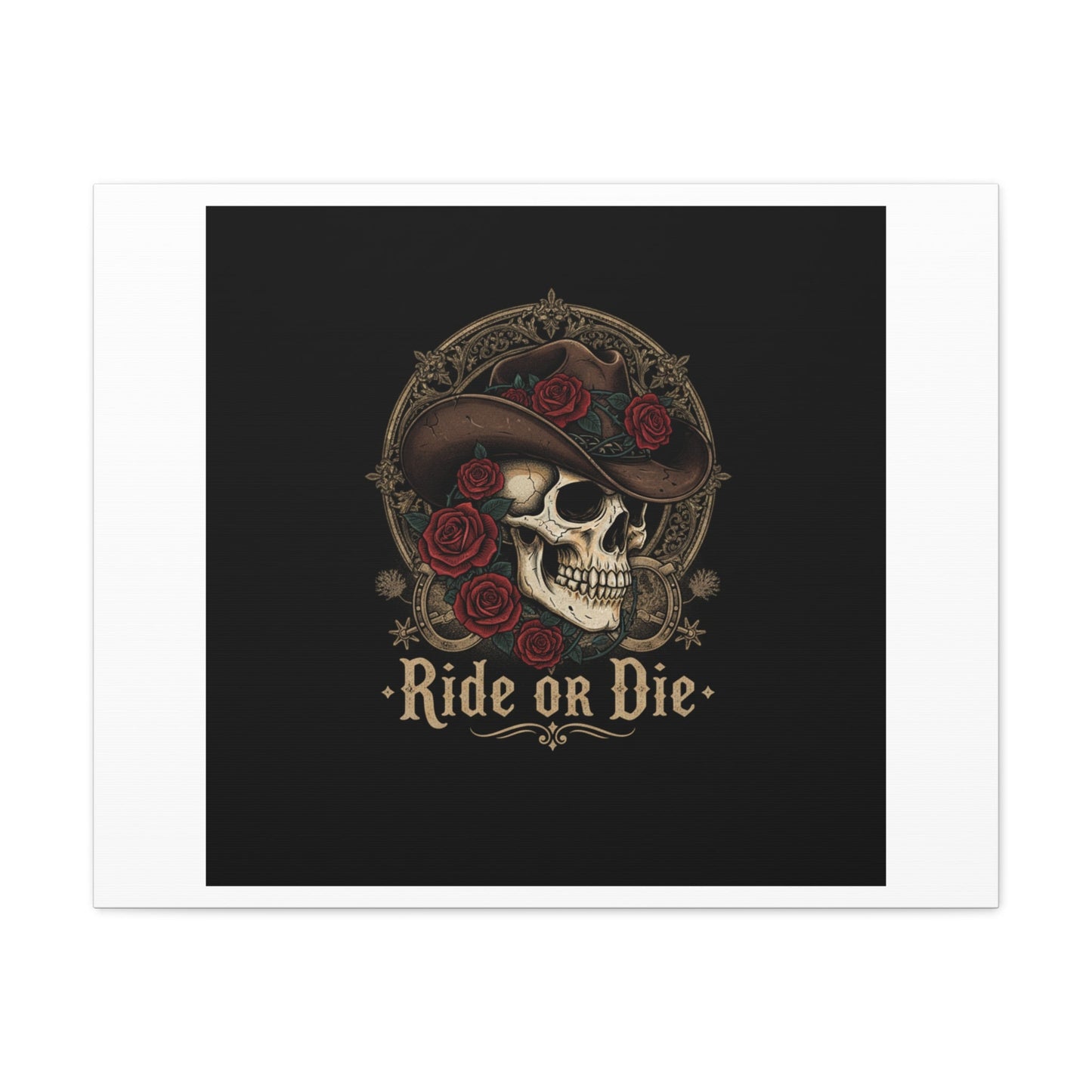 Ride or Die Skull Canvas | Western Skull Art, Gothic Americana