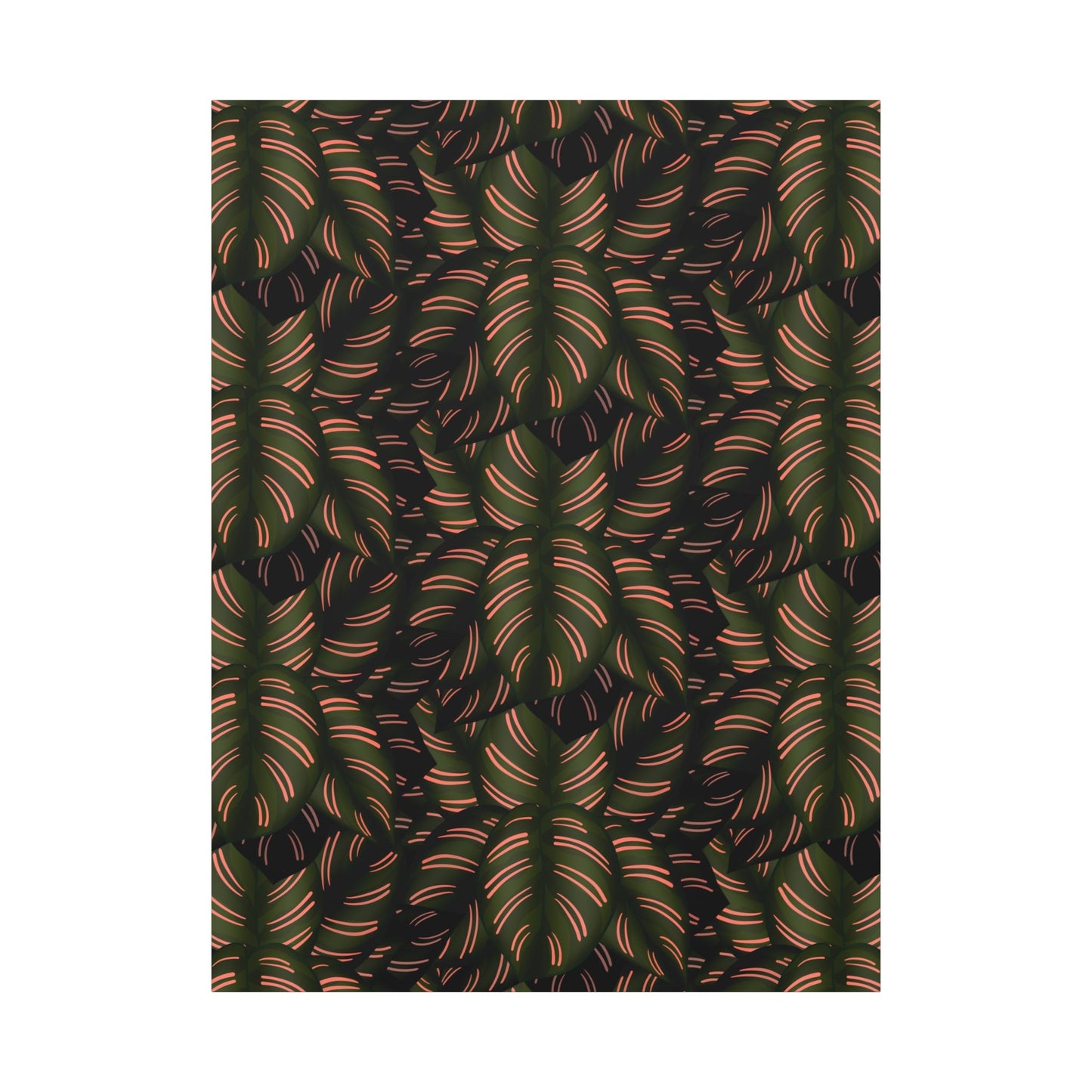 Calathea Pinstripe Pattern Canvas Print – Botanical Wall Art