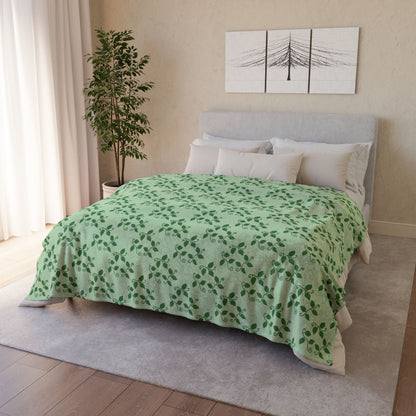 Pothos Pattern Cozy Fleece Throw Blanket