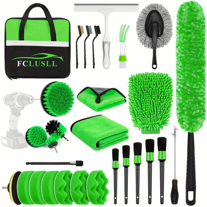 Car Full Interior & Exterior Cleaning Detailing Kit w/ Vacuum, Windshield Cleaner, Drill Brush Kit & More