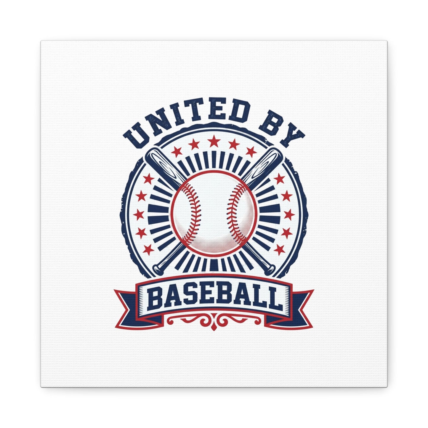 United by Baseball Canvas | Patriotic Baseball Graphic, Red White Blue Wall Art