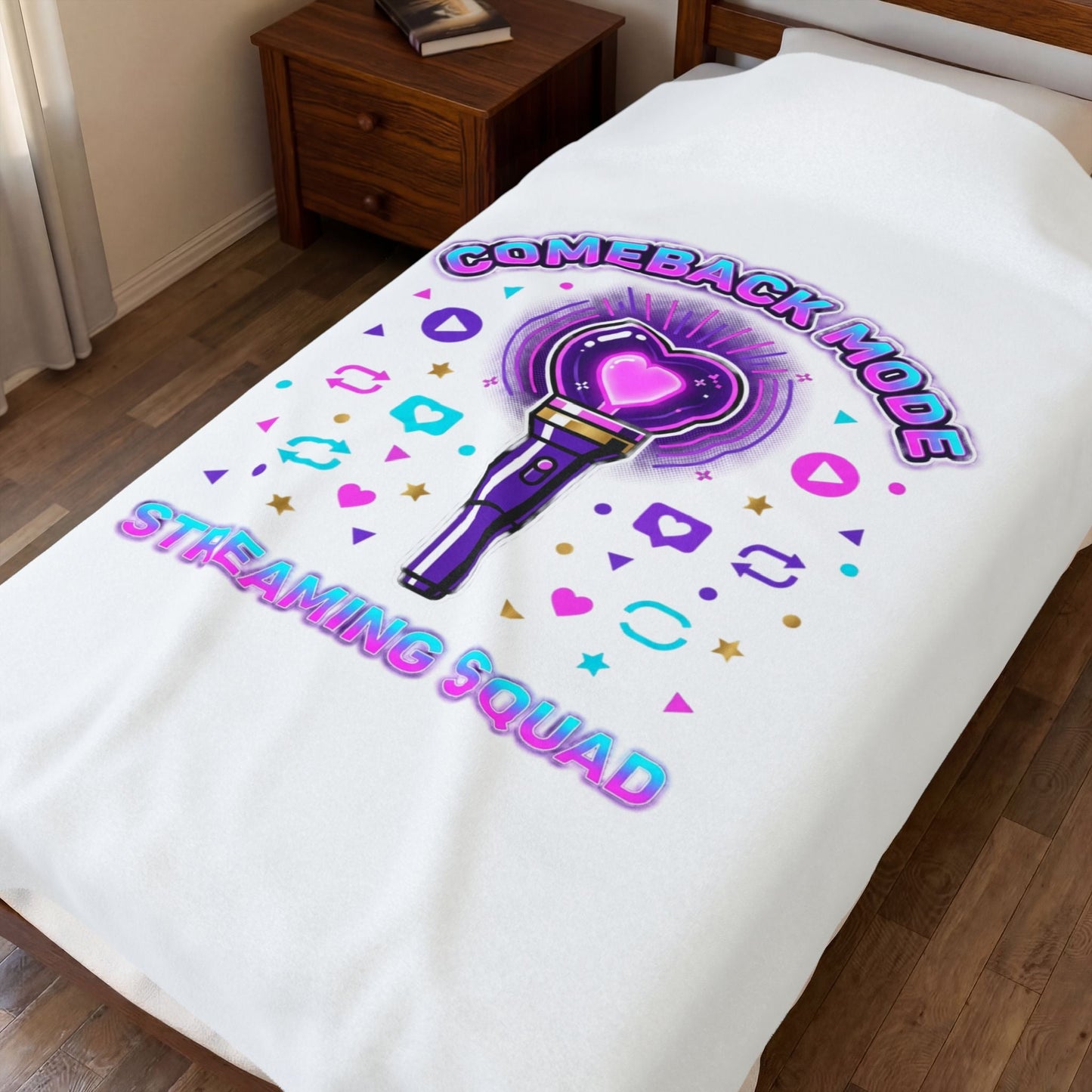 Comeback Mode Streaming Squad Velveteen Plush Blanket | K-pop comeback, fan chant, purple era