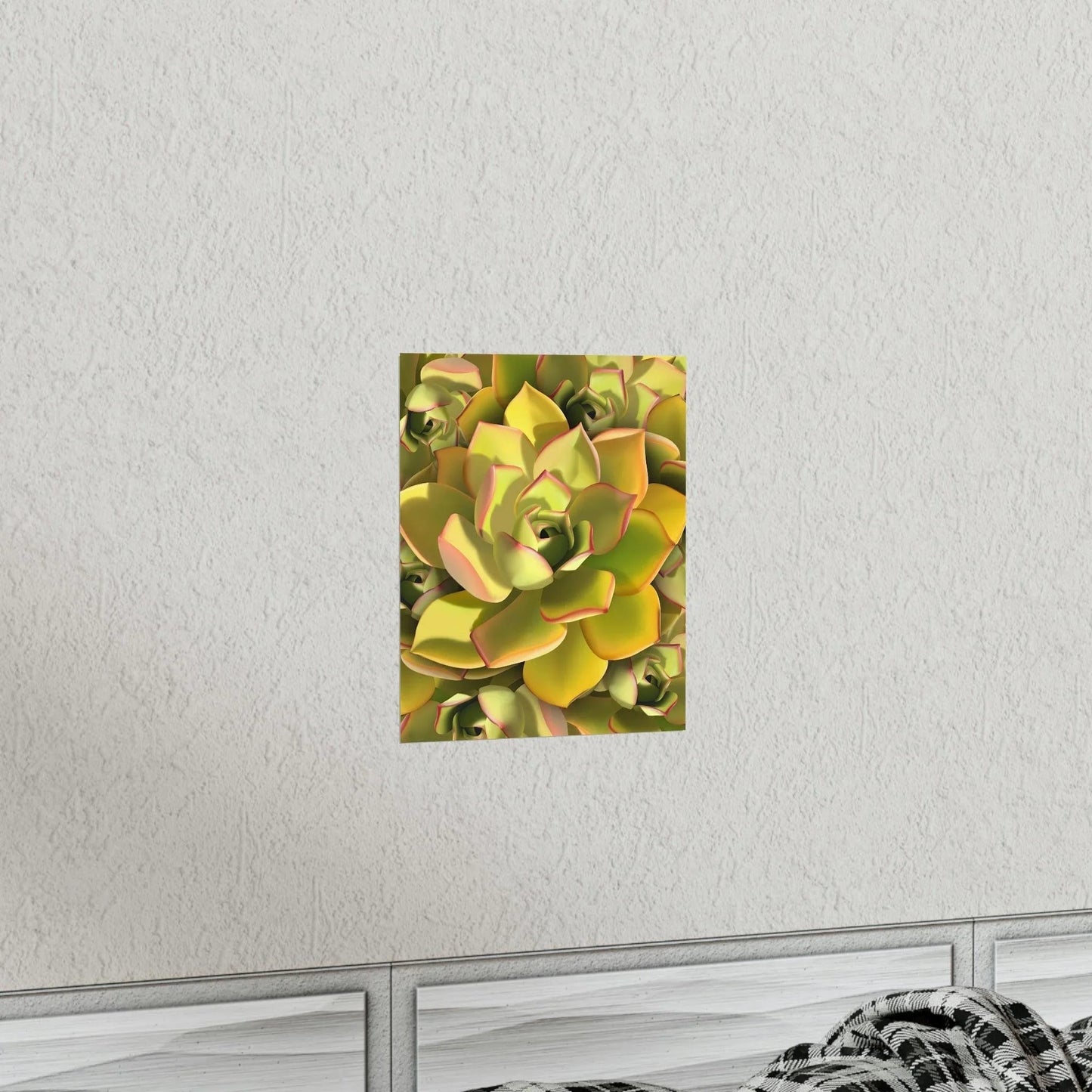 Noble Aeonium Succulent Pattern Botanical Print – Unframed Wall Art
