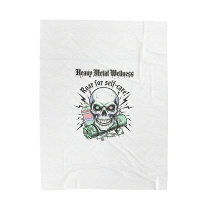 Heavy Metal Wellness Skull Self-Care Blanket | gothic wellness quote