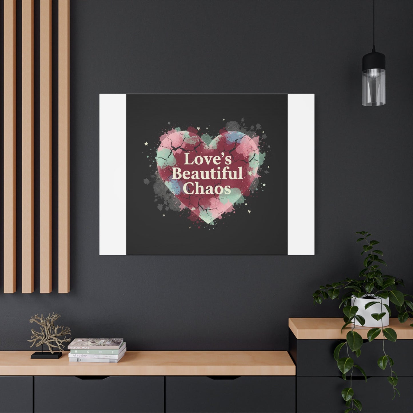 Love's Beautiful Chaos Canvas Print | Soft Grunge Hearts, Distressed Heart Art