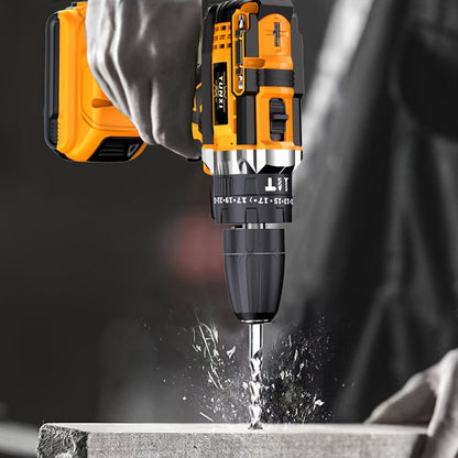 21V Multi-function Impact Drill Set Wireless Power w/ Battery And Quick Charger
