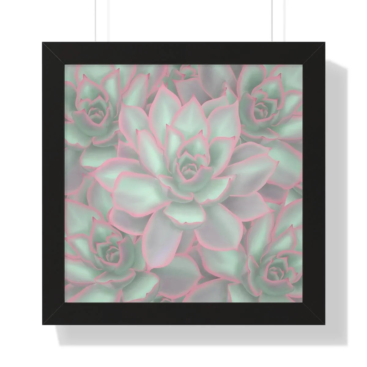 Echeveria Violet Queen Succulent Pattern Framed Print – Botanical Wall Art