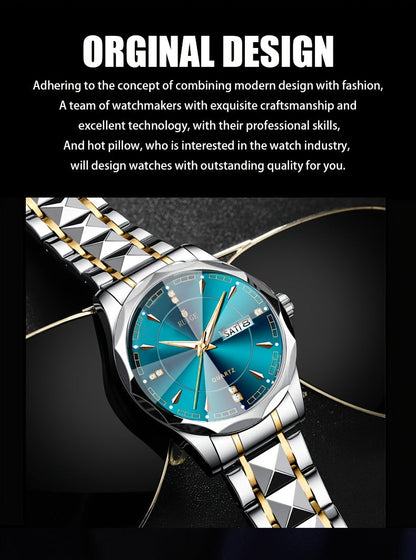 RUIGE Men's Watch Quartz Watch Luminous Stainless Steel Luxury Calendar Men's Chronograph Watch Timepiece Thanksgiving Day
