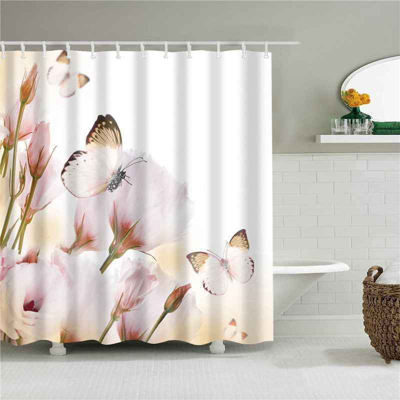 Nordic Fashionable Butterfly Shower Curtain Suit