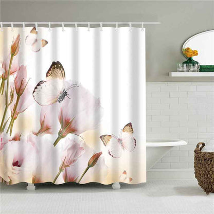 Nordic Fashionable Butterfly Shower Curtain Suit