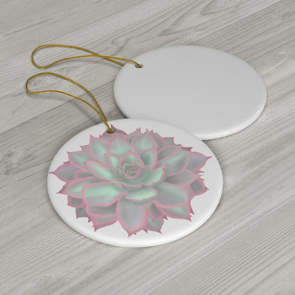 Graptopetalum Murasaki Succulent Ceramic Ornament – Gold Tone String