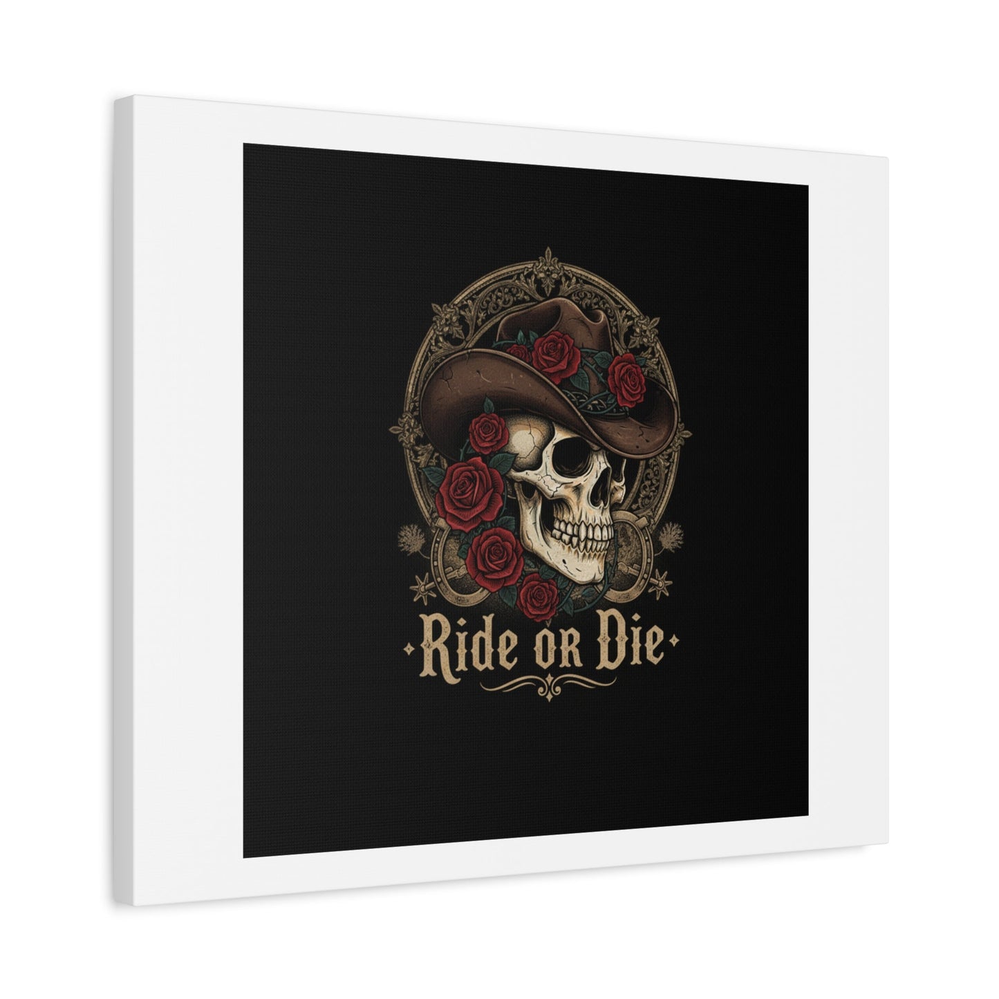 Ride or Die Skull Canvas | Western Skull Art, Gothic Americana