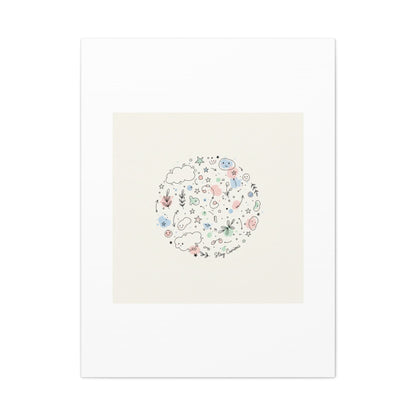 Doodle Circle Line Drawing Matte Canvas, Hand-Drawn Sketch Art