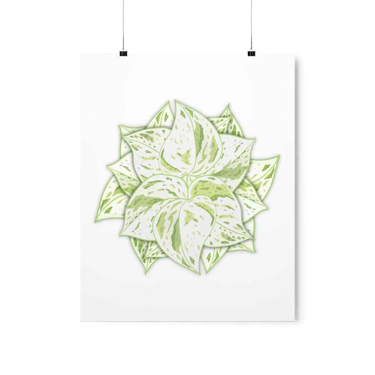 Snow Queen Pothos Botanical Print – Unframed Wall Art
